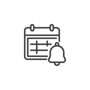 Calendar notice line icon. linear style sign for mobile concept and web design. Calendar reminder notification outline vector icon. Symbol, logo illustration. Vector graphics