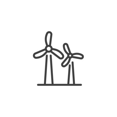 Windmill power line icon. linear style sign for mobile concept and web design. Windmill turbine outline vector icon. Symbol, logo illustration. Vector graphics