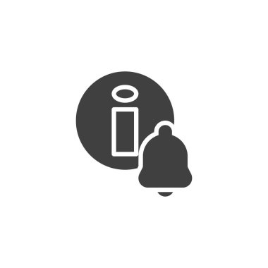 Bilgi dikkat vektör simgesi. Mobil konsept ve web tasarımı için düz tabela. Bilgi bildirim çanı simgesi. Sembol, logo çizimi. Vektör grafikleri