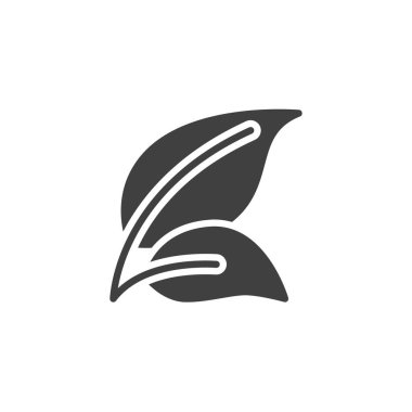 Ağaç vektör simgesini bırakır. Mobil konsept ve web tasarımı için düz tabela. İki yaprak sembol. Ekoloji, biyoloji sembolü, logo çizimi. Vektör grafikleri