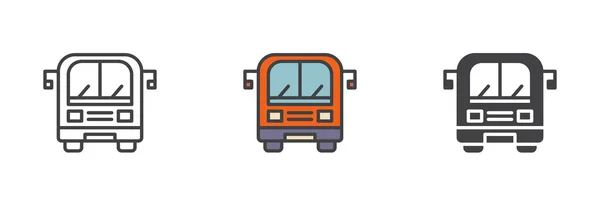 Buszra Néző Különböző Stílusú Ikon Készlet Vonal Jel Kitöltött Vázlat — Stock Vector