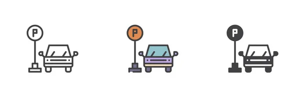 Parking Différent Jeu Icône Style Ligne Glyphe Contour Rempli Version — Image vectorielle