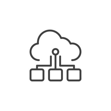 Bulut depolama hattı simgesi. Mobil konsept ve web tasarımı için doğrusal biçim işareti. Bulut hesaplama ana hatlı vektör simgesi. Sembol, logo çizimi. Vektör grafikleri