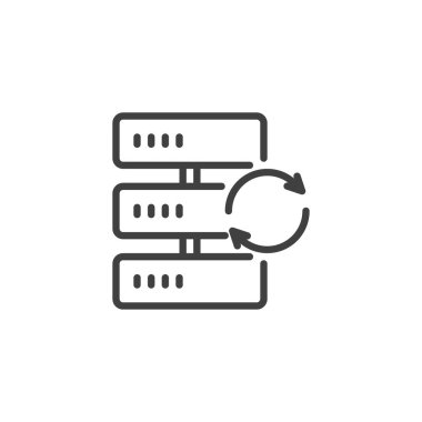 Veritabanı güncelleme satırı simgesi. Mobil konsept ve web tasarımı için doğrusal biçim işareti. Veri sistemi ana hatlarını güncelle. Sembol, logo çizimi. Vektör grafikleri