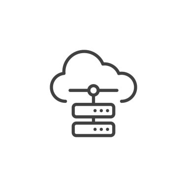 Web sunucu satırı simgesi. Mobil konsept ve web tasarımı için doğrusal biçim işareti. Bulut hesaplama ağı bağlantı ana hatları vektör simgesi. Sembol, logo çizimi. Vektör grafikleri