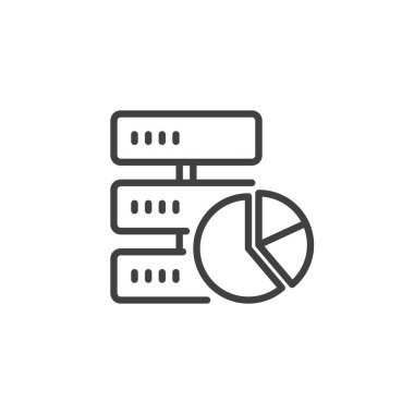 Veri tablosu diyagramı simgesi. Mobil konsept ve web tasarımı için doğrusal biçim işareti. Veri analizi ana hatlı vektör simgesi. Sembol, logo çizimi. Vektör grafikleri