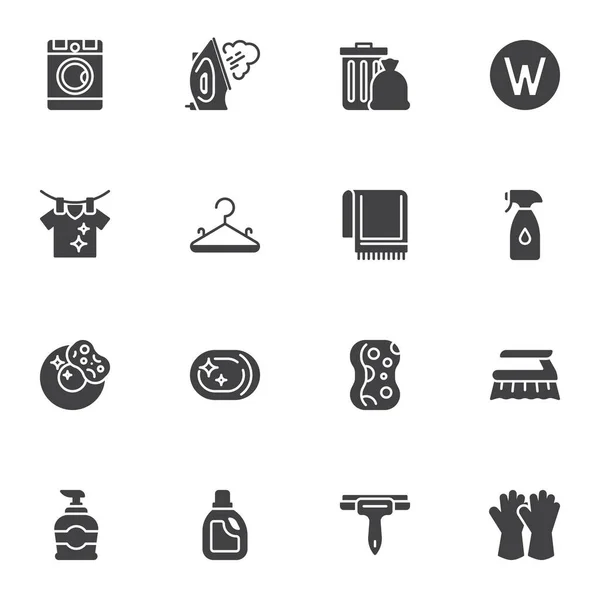 Ensemble Icônes Vectorielles Service Nettoyage Collection Symboles Solides Modernes Paquet — Image vectorielle