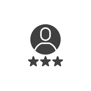 Müşteri değerlendirme vektör simgesi. Müşteri memnuniyeti mobil konsept ve web tasarımı için düz tabela doldurdu. Müşteri simgesi deneyimi. Sembol, logo çizimi. Vektör grafikleri