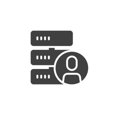 Veri merkezi kullanıcı vektör simgesi. Mobil konsept ve web tasarımı için düz tabela. Veritabanı yönetici simgesi. Sembol, logo çizimi. Vektör grafikleri