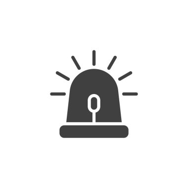 Siren alarmı vektör simgesi. Mobil konsept ve web tasarımı için düz tabela. Alarm teşhircisi simgesi. Sembol, logo çizimi. Vektör grafikleri