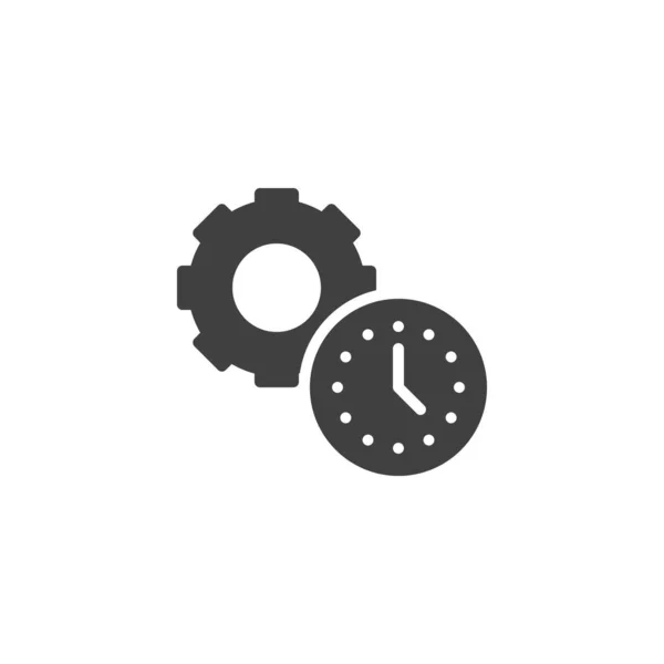 時間管理ベクトルアイコン モバイルコンセプトとウェブデザインのための完全なフラット記号 歯車と時計のグリフアイコン シンボル ロゴイラスト ベクトルグラフィックス — ストックベクタ