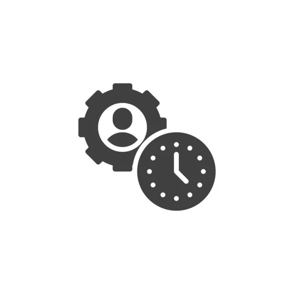 Icono Vector Autogestión Persona Con Engranaje Del Reloj Lleno Signo — Vector de stock
