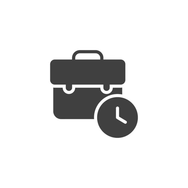 Icône Vectorielle Gestion Temps Briefcase Horloge Rempli Signe Plat Pour — Image vectorielle
