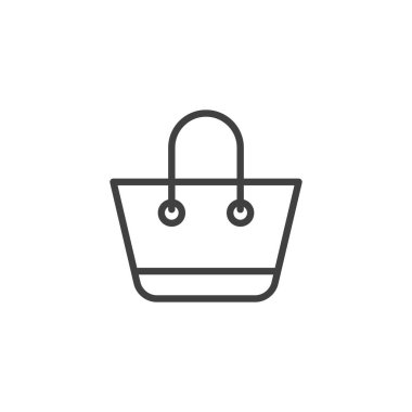 Yaz çuvalı çizgisi simgesi. Mobil konsept ve web tasarımı için doğrusal biçim işareti. Plaj çantası taslak vektör simgesi. Sembol, logo çizimi. Vektör grafikleri