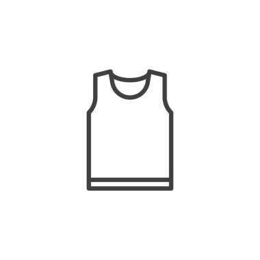 Kolsuz gömlek çizgisi ikonu. Mobil konsept ve web tasarımı için doğrusal biçim işareti. Üst tank ana hat vektör simgesi. Sembol, logo çizimi. Vektör grafikleri
