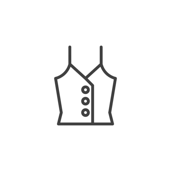 夏のブラウスのラインアイコン モバイルコンセプトとウェブデザインのためのリニアスタイルのサイン 女性の夏のトップアウトラインベクトルアイコン シンボル ロゴイラスト ベクトルグラフィックス — ストックベクタ