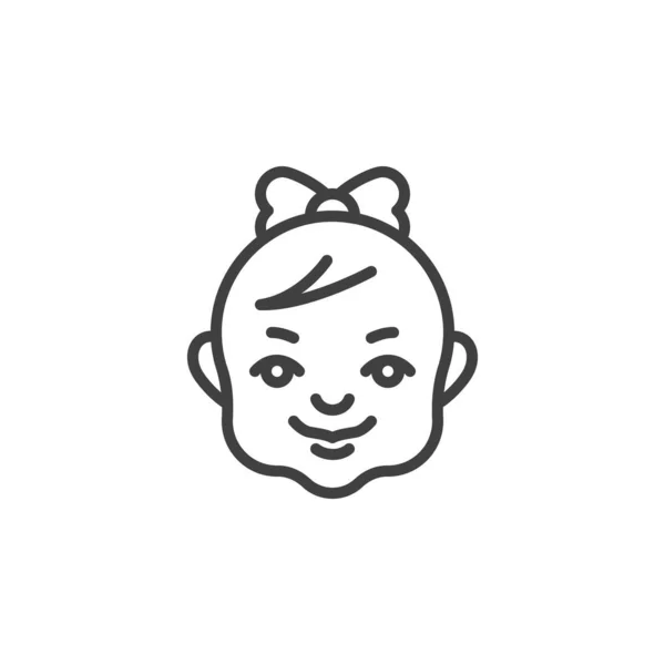 女婴线图标 移动概念和网页设计的线性风格标志 婴儿面部轮廓矢量图标 标识插图 矢量图形 — 图库矢量图片