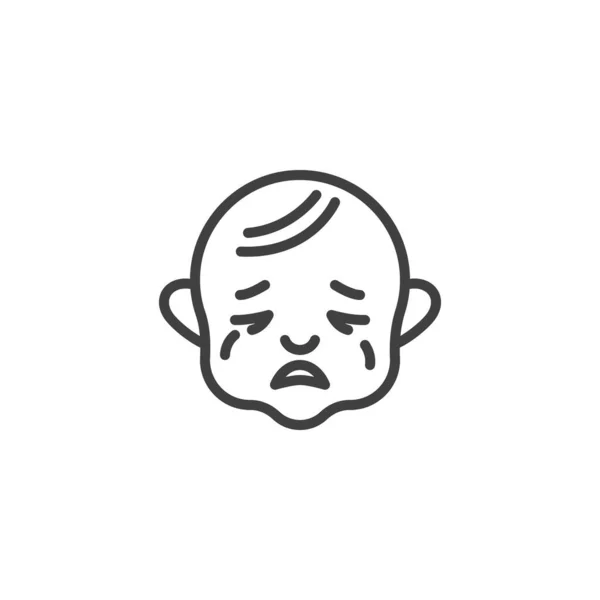 Schreiendes Baby Gesicht Baby Mit Tränen Lineares Stilschild Für Mobiles — Stockvektor