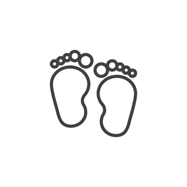 赤ん坊の足の印刷ラインアイコン モバイルコンセプトとウェブデザインのためのリニアスタイルのサイン 人の足跡の輪郭ベクトルアイコン シンボル ロゴイラスト ベクトルグラフィックス — ストックベクタ