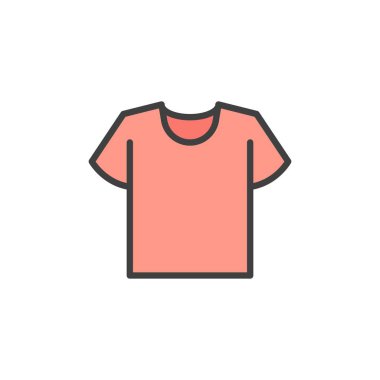 Tişört doldurulmuş taslak simge, çizgi vektör işareti, beyaz üzerine izole edilmiş doğrusal renkli resim. Sembol, logo çizimi. Vektör grafikleri