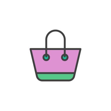 Yazlık çanta taslak simgesi, çizgi vektör işareti, beyaz üzerine izole edilmiş doğrusal renkli resim. Sembol, logo çizimi. Vektör grafikleri