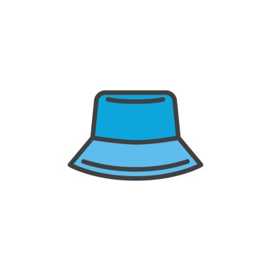 Güneş şapkası dış hat simgesi, çizgi vektör işareti, beyaz üzerine izole edilmiş doğrusal renkli resim. Sembol, logo çizimi. Vektör grafikleri