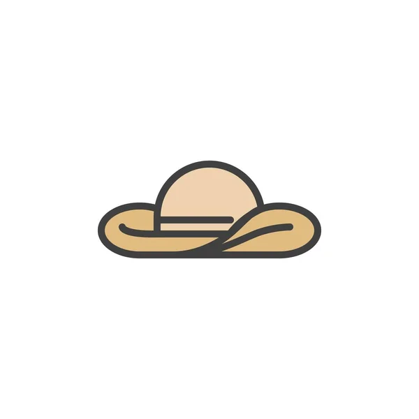 Pamela Καπέλο Γεμάτο Εικονίδιο Περίγραμμα Γραμμή Διάνυσμα Σημάδι Καλοκαίρι Καπέλο — Διανυσματικό Αρχείο