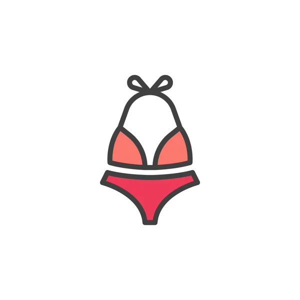 Bikini Riempito Icona Contorno Costume Bagno Segno Vettoriale Linea Pittogramma — Vettoriale Stock