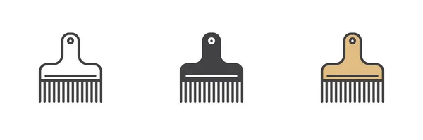 Волосся Розчісують Різні Набори Значків Стилю Лінія Гліф Заповнений Контур — стоковий вектор