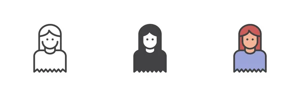 Женщина Икона Другого Стиля Строка Глиф Заполненный Контур Красочная Версия — стоковый вектор