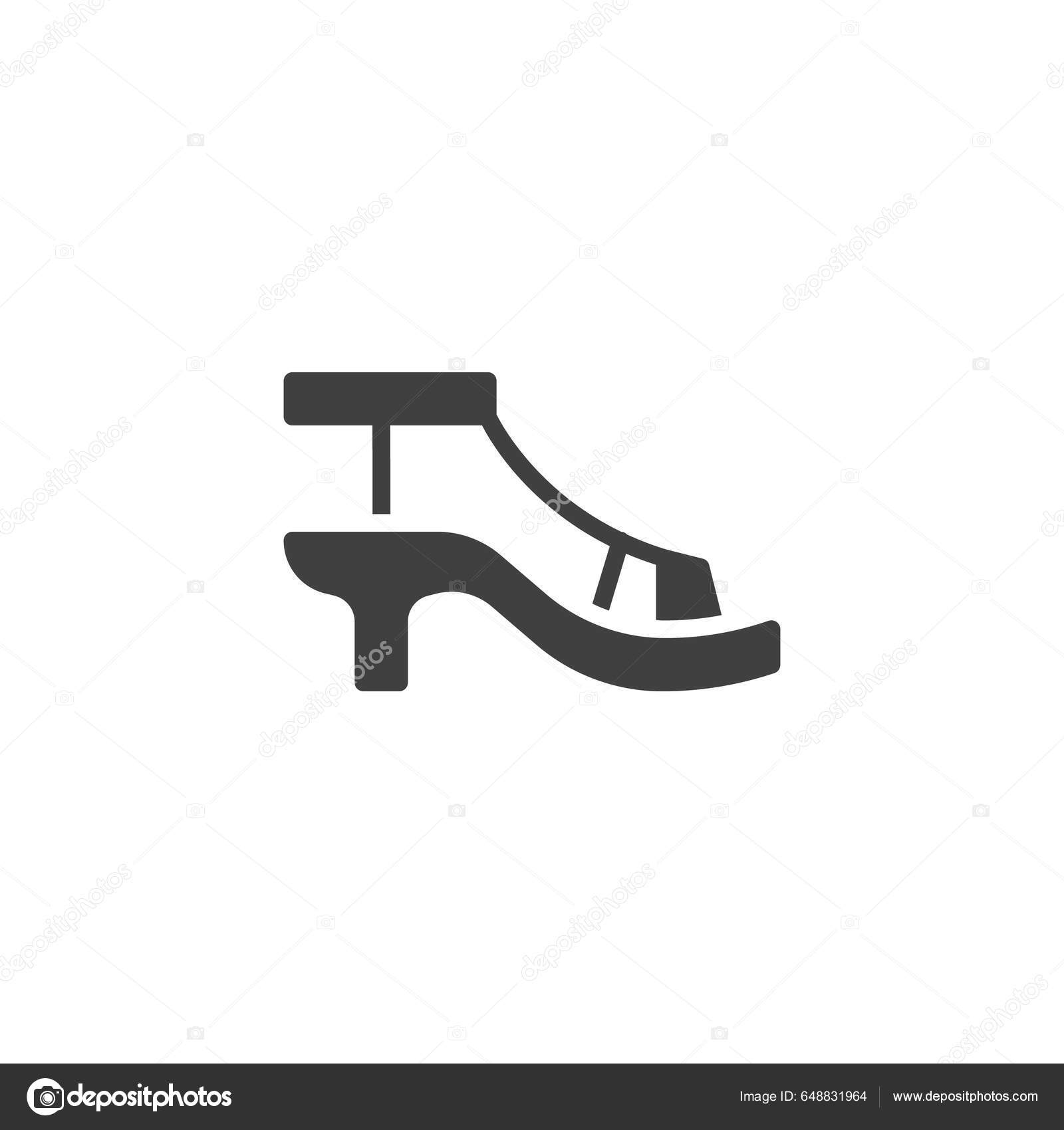 Sandalias Tacón Icono Vector Signo Plano Lleno Para Concepto Móvil