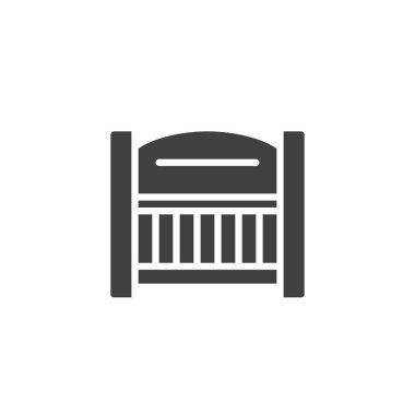 Bebek Beşiği vektör ikonu. Mobil konsept ve web tasarımı için düz tabela. Bebek yatak kabartma simgesi. Sembol, logo çizimi. Vektör grafikleri