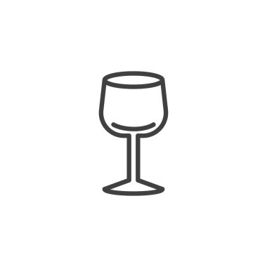 Şarap kadehi simgesi. Mobil konsept ve web tasarımı için doğrusal biçim işareti. Champagne Glass ana hatlı vektör ikonu. Sembol, logo çizimi. Vektör grafikleri