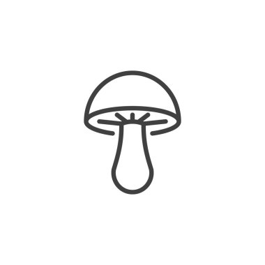 Mantar çizgisi ikonu. Mobil konsept ve web tasarımı için doğrusal biçim işareti. Mantar ana hatlı vektör simgesi. Sembol, logo çizimi. Vektör grafikleri