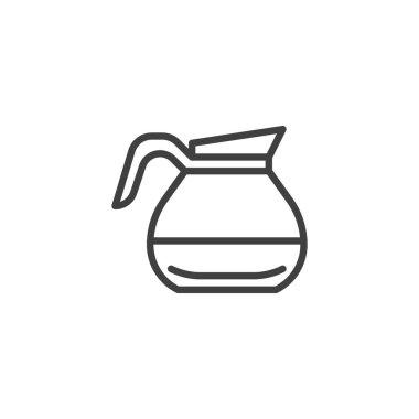 Kahve fincanı ikonu. Mobil konsept ve web tasarımı için doğrusal biçim işareti. Kahve demliği vektör ikonu. Sembol, logo çizimi. Vektör grafikleri