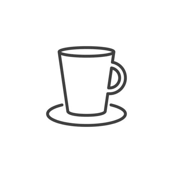 Teetasse Und Untertasse Linie Symbol Vorhanden Lineares Stilschild Für Mobiles — Stockvektor