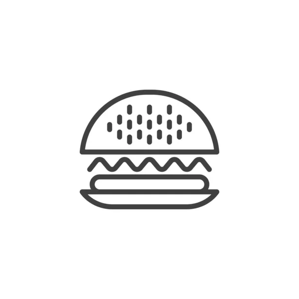 汉堡线图标 移动概念和网页设计的线性风格标志 汉堡包概要矢量图标 快餐符号 标志图解 矢量图形 — 图库矢量图片