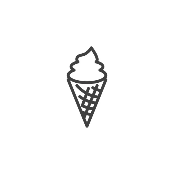 冰淇淋锥线图标 移动概念和网页设计的线性样式符号 华夫饼冰淇淋轮廓矢量图标 徽标插图 矢量图形 — 图库矢量图片