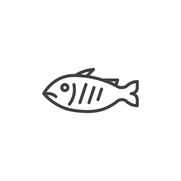 鱼苗线图标 移动概念和网页设计的线性风格标志 鱼食轮廓矢量图标 标识插图 矢量图形 — 图库矢量图片