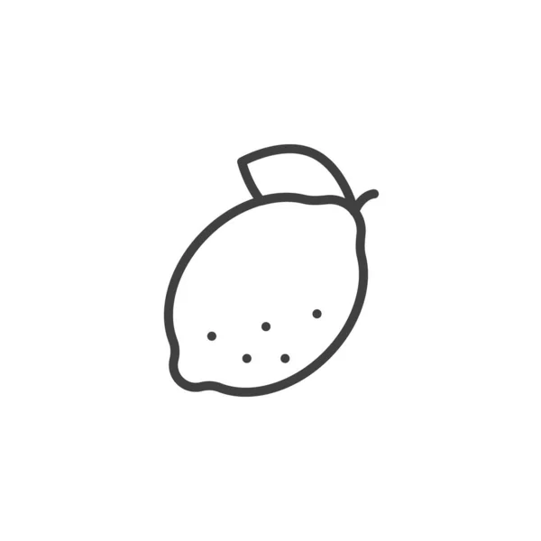 葉のラインのアイコンとレモン モバイルコンセプトとウェブデザインのためのリニアスタイルのサイン レモンフルーツの輪郭ベクトルアイコン シンボル ロゴイラスト ベクトルグラフィックス — ストックベクタ