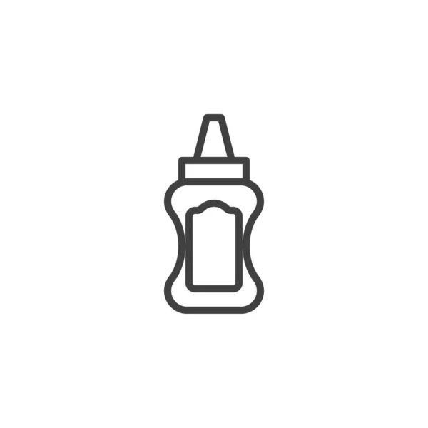 ボトルラインのアイコンを切る モバイルコンセプトとウェブデザインのためのリニアスタイルのサイン マスタードボトルの輪郭ベクトルアイコン シンボル ロゴイラスト ベクトルグラフィックス — ストックベクタ