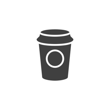 Kahve ikonunu çıkar. Mobil konsept ve web tasarımı için düz tabela. Kağıt kahve fincanı sembolü. Sembol, logo çizimi. Vektör grafikleri