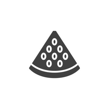 Karpuz dilimi vektör simgesi. Mobil konsept ve web tasarımı için düz tabela. Üçgen karpuz sembolü. Sembol, logo çizimi. Vektör grafikleri