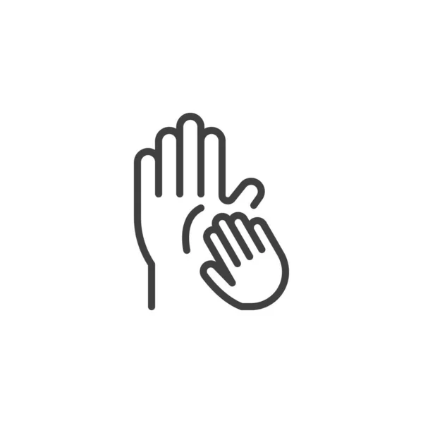 手和手掌按摩线图标 移动概念和网页设计的线性风格标志 手部按摩疗法概述病媒图标 标识插图 矢量图形 — 图库矢量图片