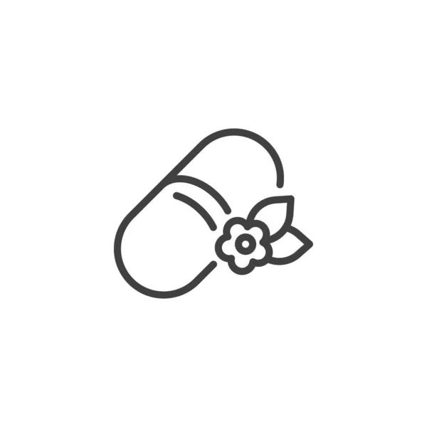 Значок Линии Травяных Таблеток Знак Стиля Мобильной Концепции Веб Дизайна — стоковый вектор