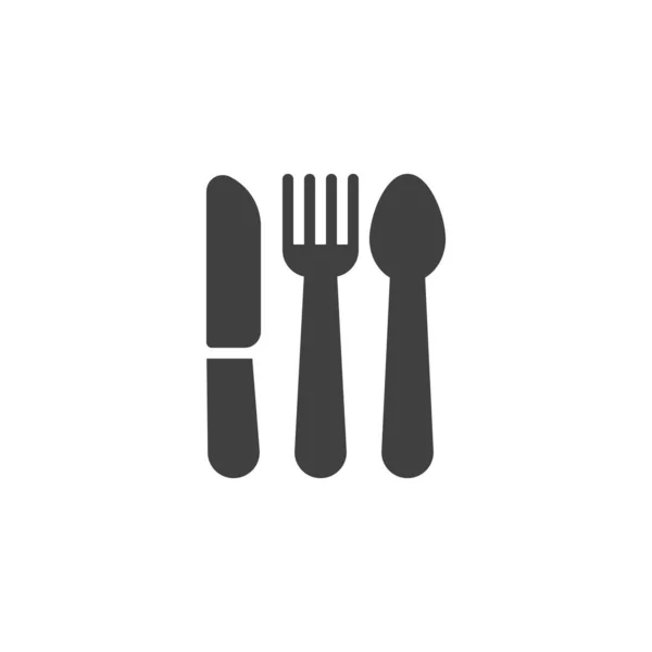 叉刀勺矢量图标 填写了移动概念和网页设计的平面标志 厨房餐具色彩艳丽的图标 餐厅标志 标志插图 矢量图形 — 图库矢量图片