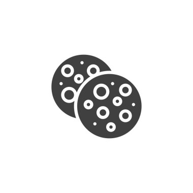 Kurabiye vektör simgesi. Mobil konsept ve web tasarımı için düz tabela. Bisküvi kurabiye sembolü. Sembol, logo çizimi. Vektör grafikleri