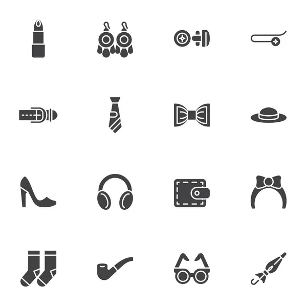 Fashion Accessory Vector Icons Set Modern Solid Symbol Collection Filled — Stock Vector
