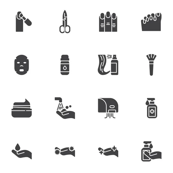 Set Iconos Vectoriales Higiene Personal Colección Símbolos Sólidos Modernos Manicura — Vector de stock