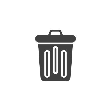 Çöp kutusu vektör simgesi. Mobil konsept ve web tasarımı için düz tabela. Çöp tenekesi simgesi. Sembol, logo çizimi. Vektör grafikleri